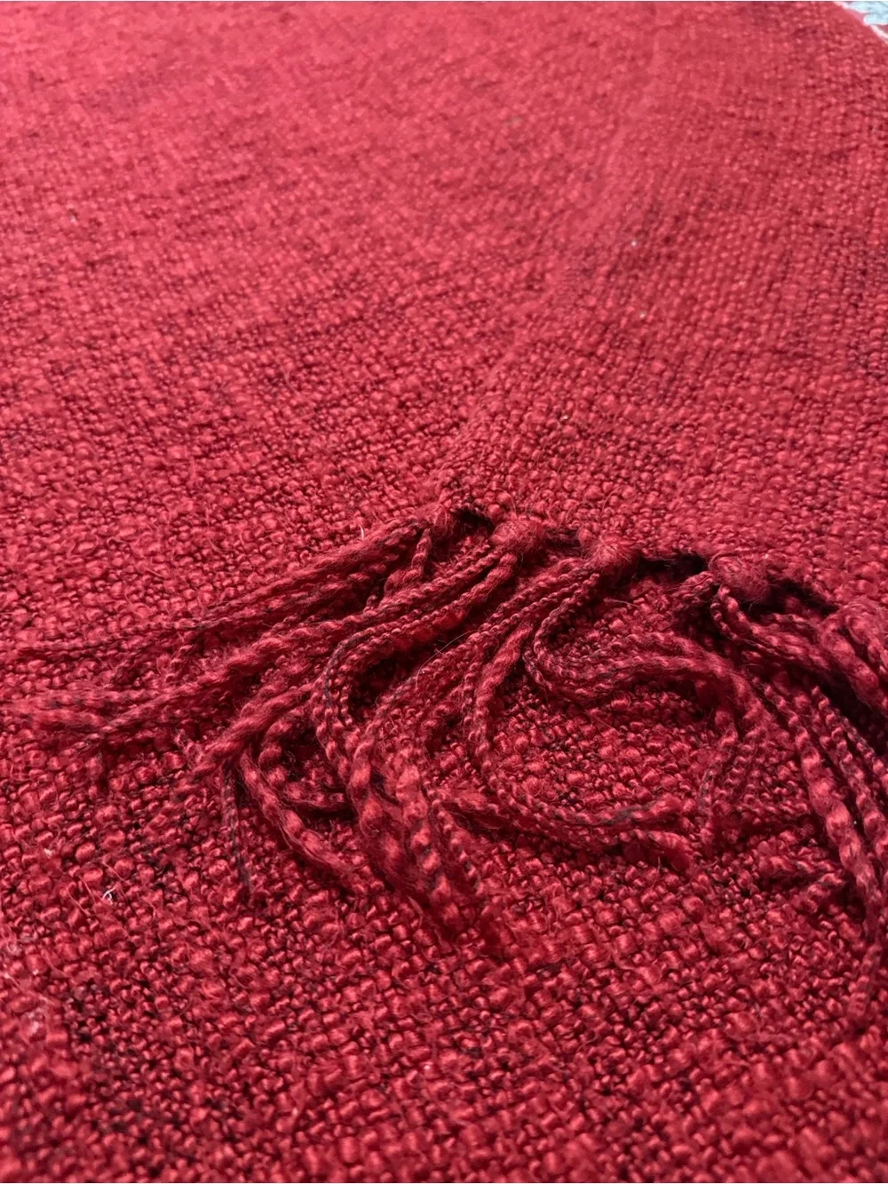Pottery Barn Red Textured Throw